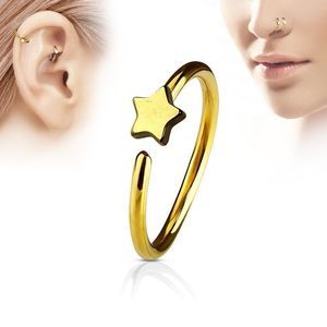 Star IP Plating over 316L Surgical Steel Hoop Ring for Nose & Ear Cartilage